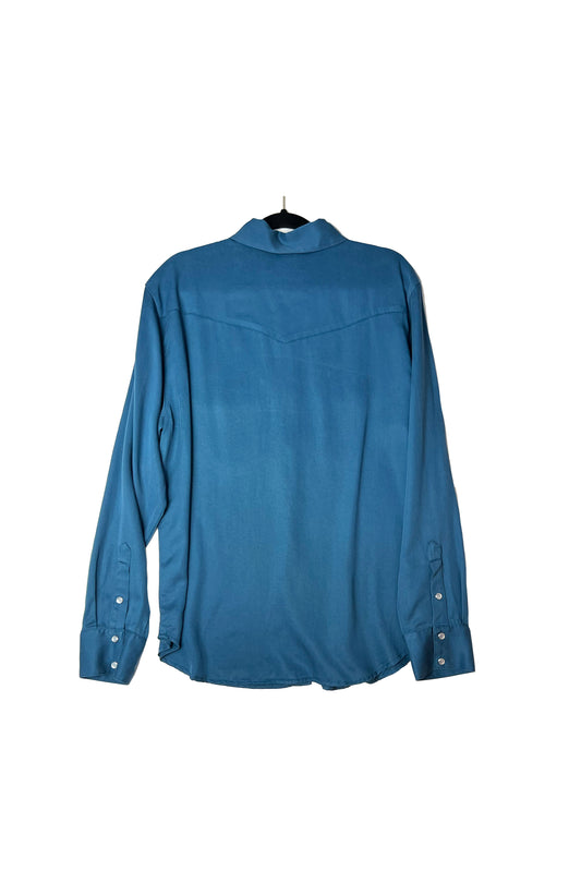 Cal II Men's LS Gab Western Pearl Snap Shirt - Deep Azure