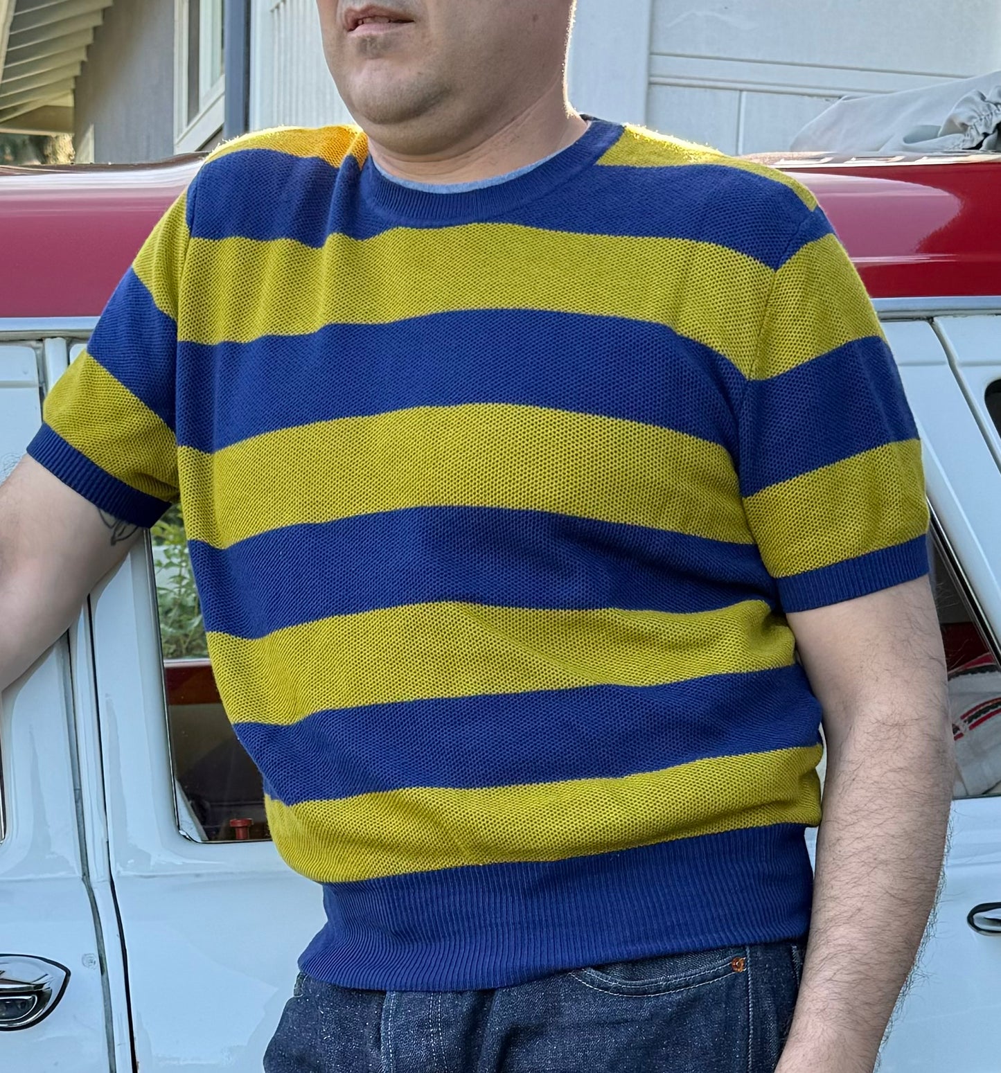 Marlon II Full Fashioned Sweater- Navy / Atomic Green