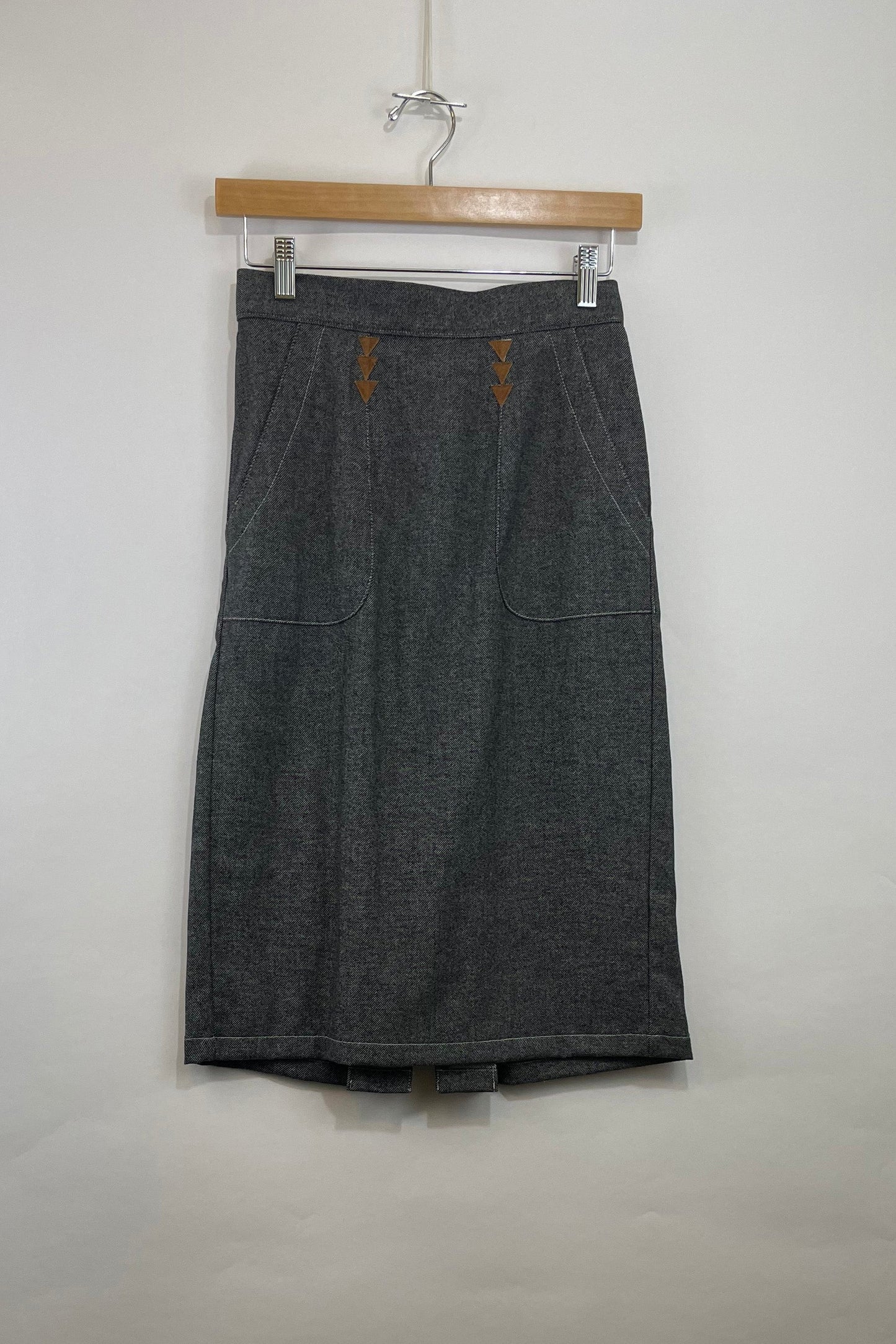 Connie Western Denim Skirt- Black