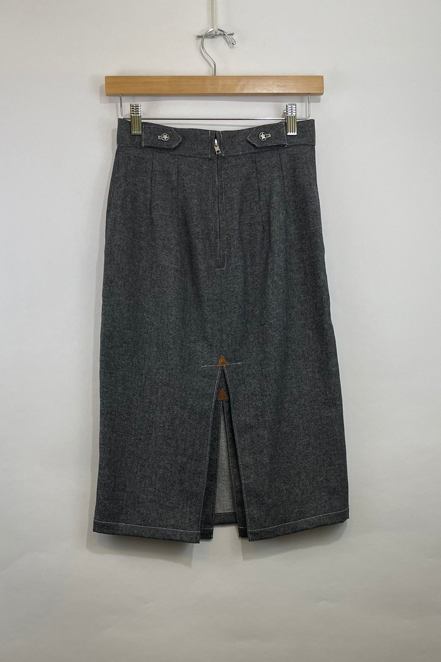 Connie Western Denim Skirt- Black