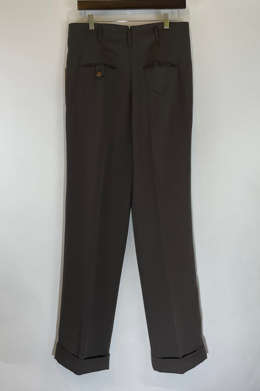 Eddie Men's High Waisted Hollywood Pant- Solid Brown- 30x32, 38x32, 42x32 only