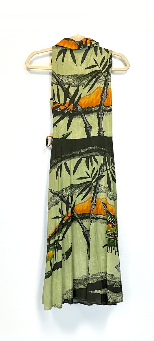 Joan Aloha Wrap Dress- Green Bamboo