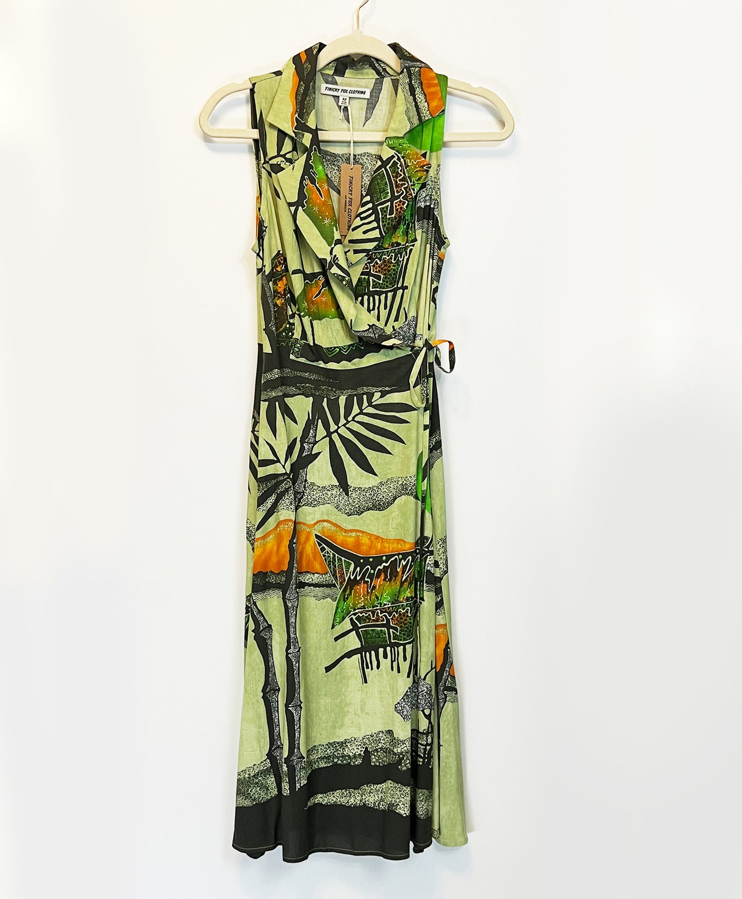 Joan Aloha Wrap Dress- Green Bamboo