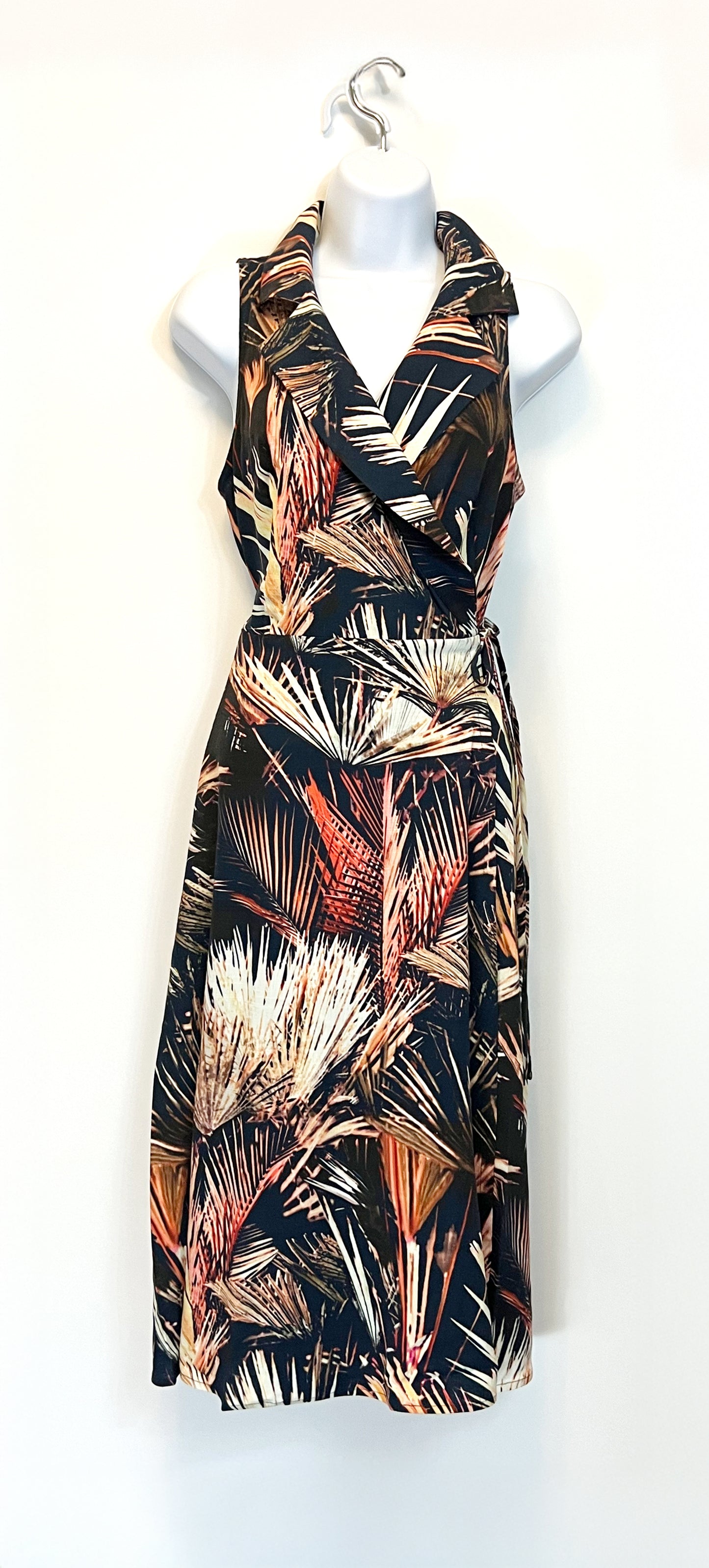 Joan Aloha Wrap Dress- Navy Palms