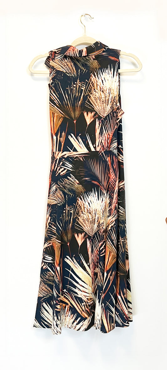 Joan Aloha Wrap Dress- Navy Palms