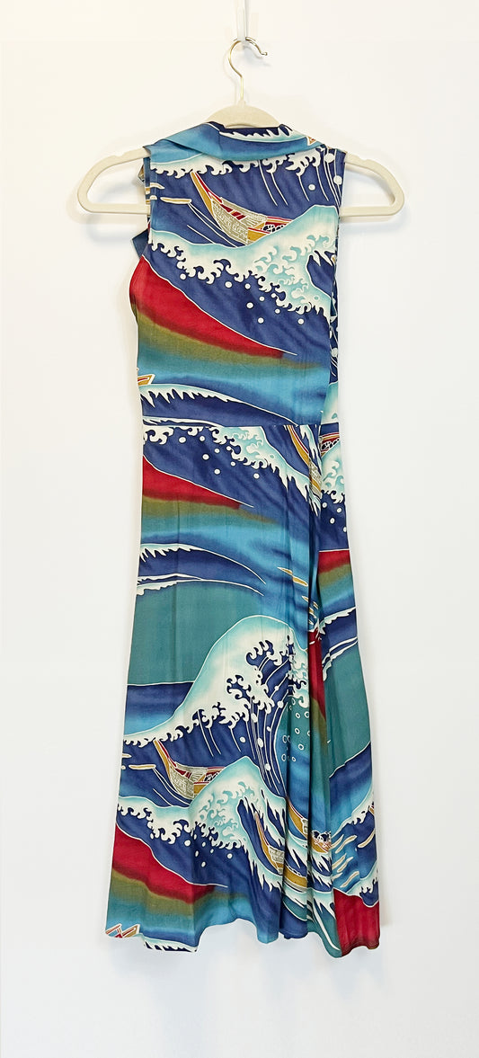 Joan Aloha Wrap Dress- Blue Volcano