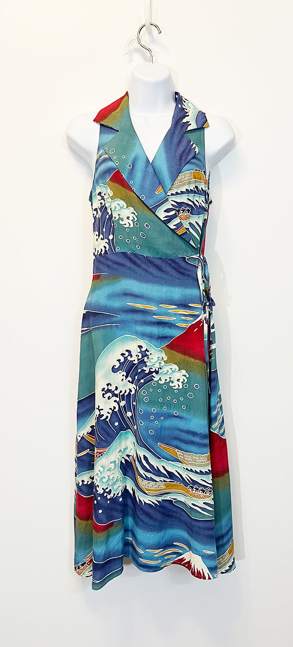 Joan Aloha Wrap Dress- Blue Volcano
