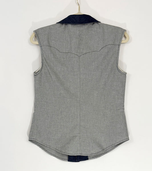 Nancy Sleeveless Western Blouse- Grey
