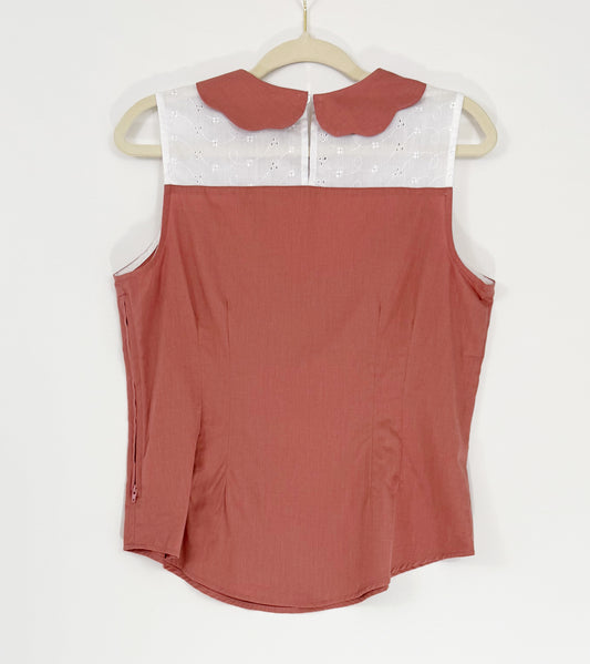 Olive Lace Yoke Top- Dusty Pink