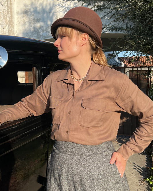 Doris Women's LS Loop Collar - Brown