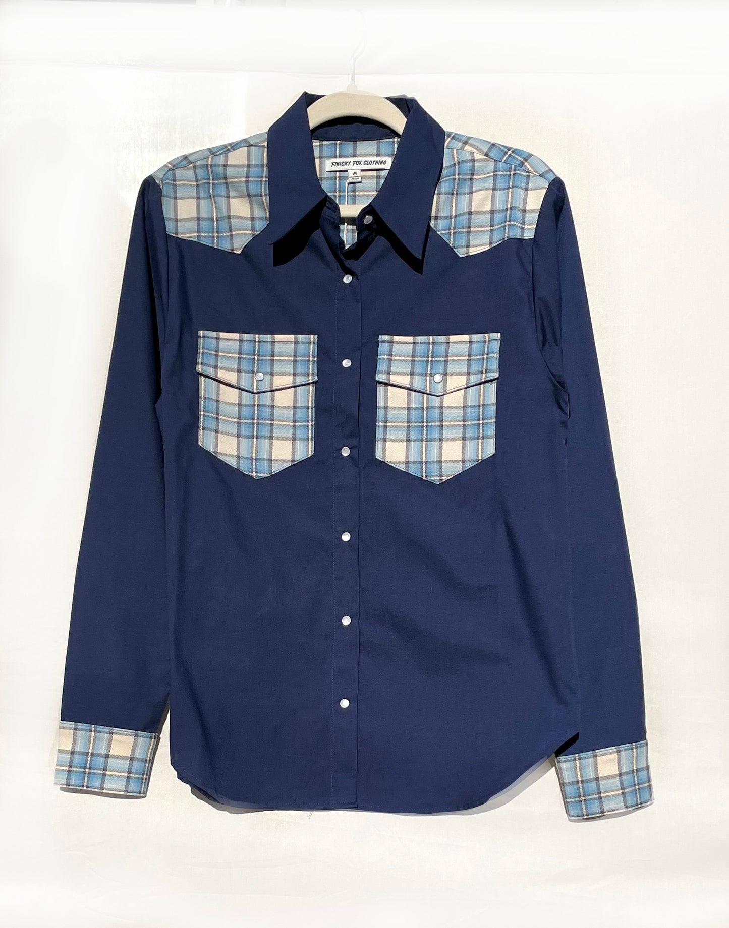 Katie Women's LS Western - Blue Plaid