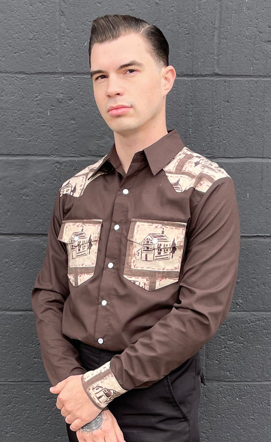 Cal Men's LS Western - Log Cabin