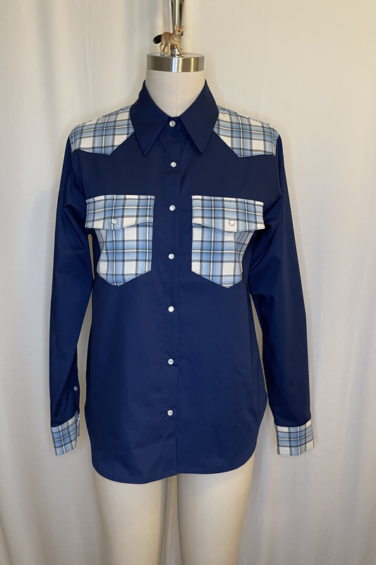 WOMENS BLUE PLAID FRONT