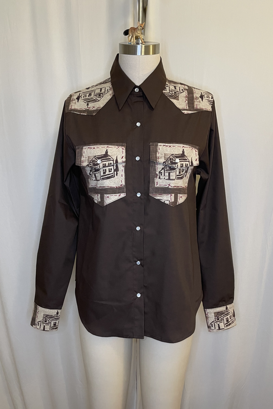 Katie Women's LS Western - Log Cabin