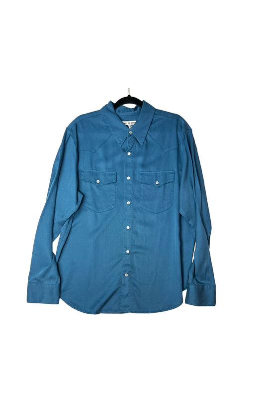 Cal II Men's LS Gab Western Pearl Snap Shirt - Deep Azure