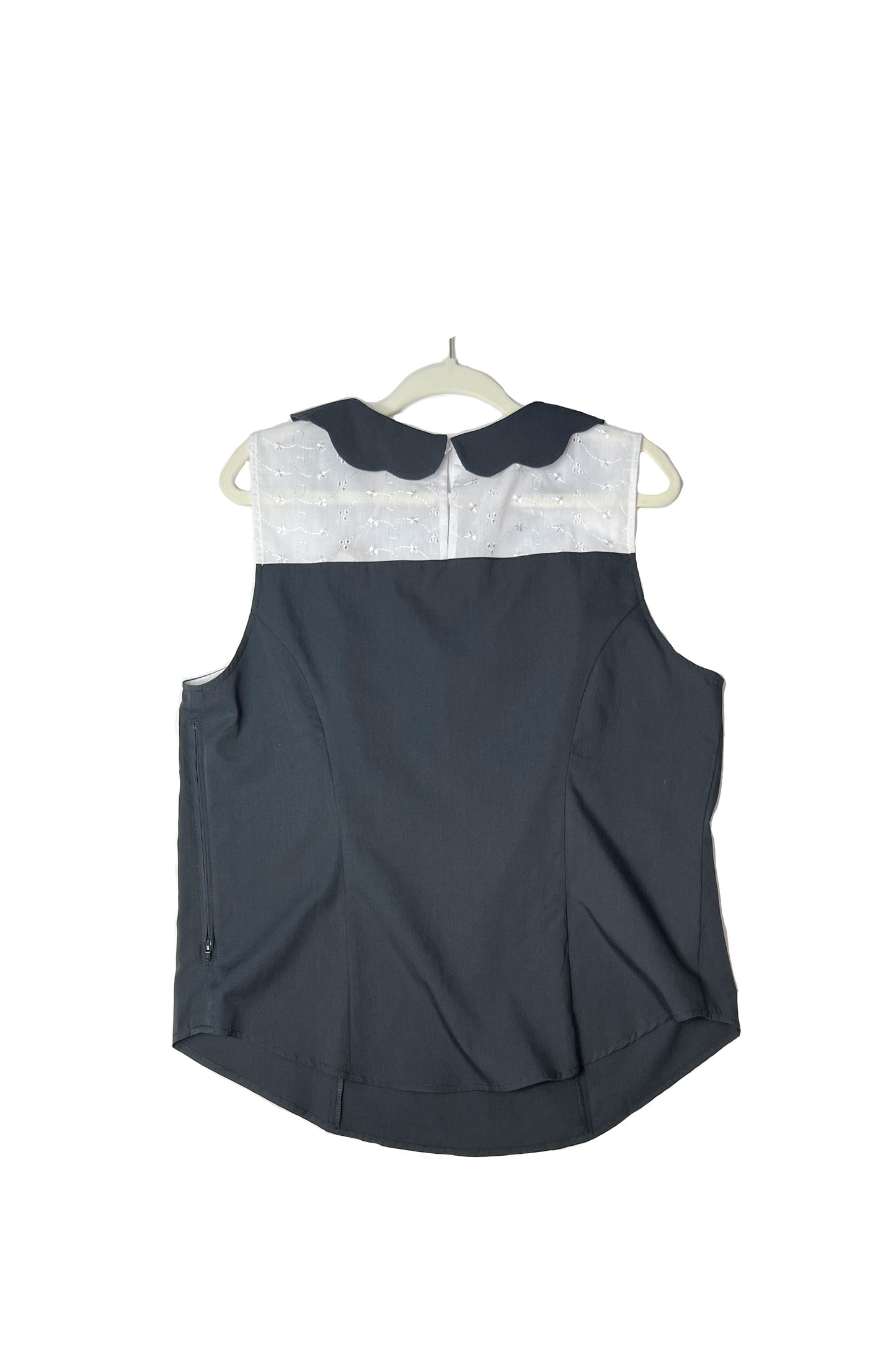 Olive Lace Yoke Top- Charcoal Navy