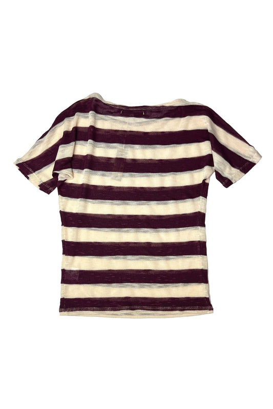 Sophia Dolman Top - Maroon / Creme Stripe