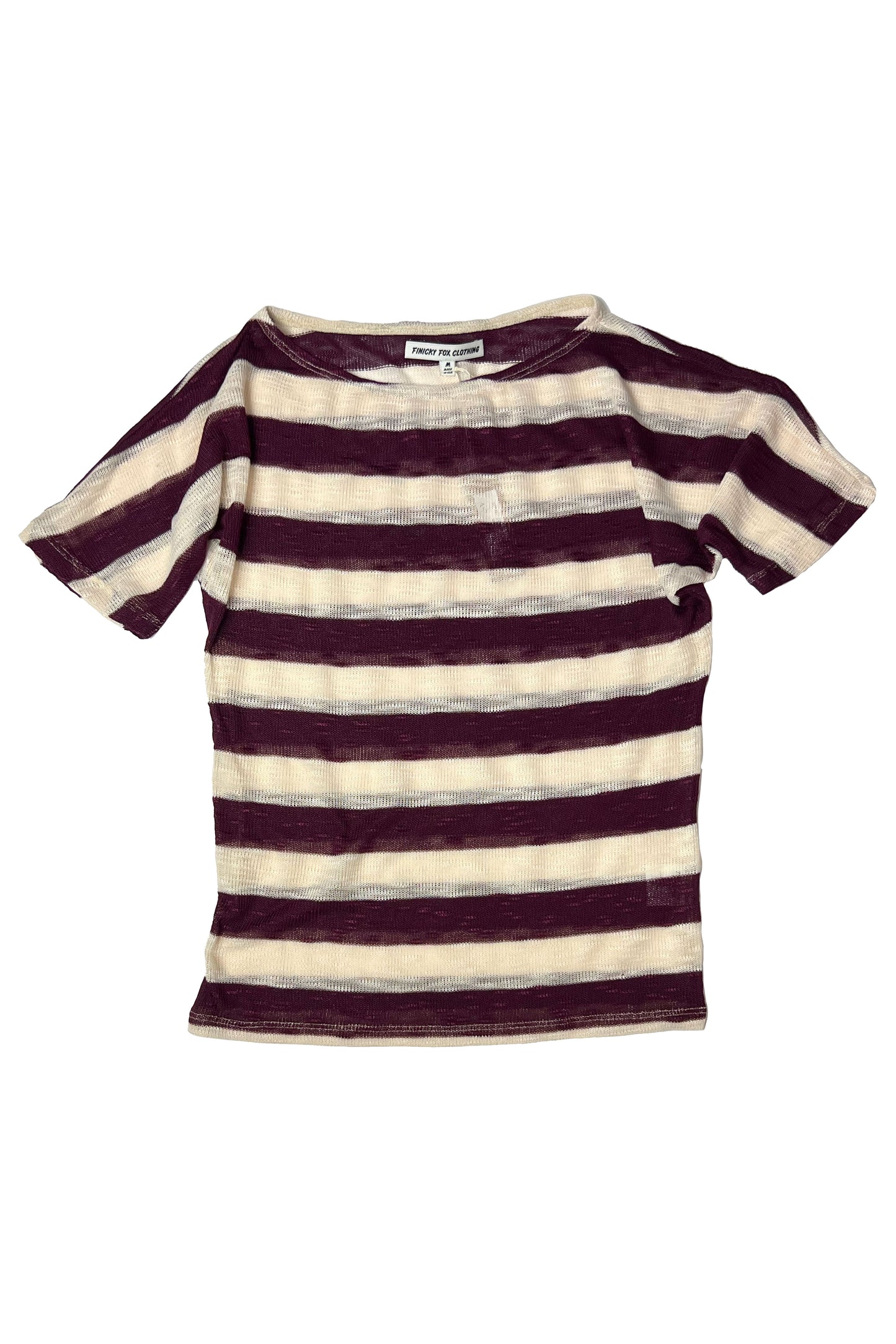 Sophia Dolman Top - Maroon / Creme Stripe