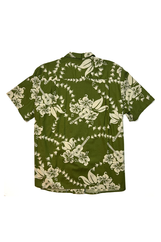 Dale Camp Collar Shirt- Green Guitar Flower *LIMITED PIECES*