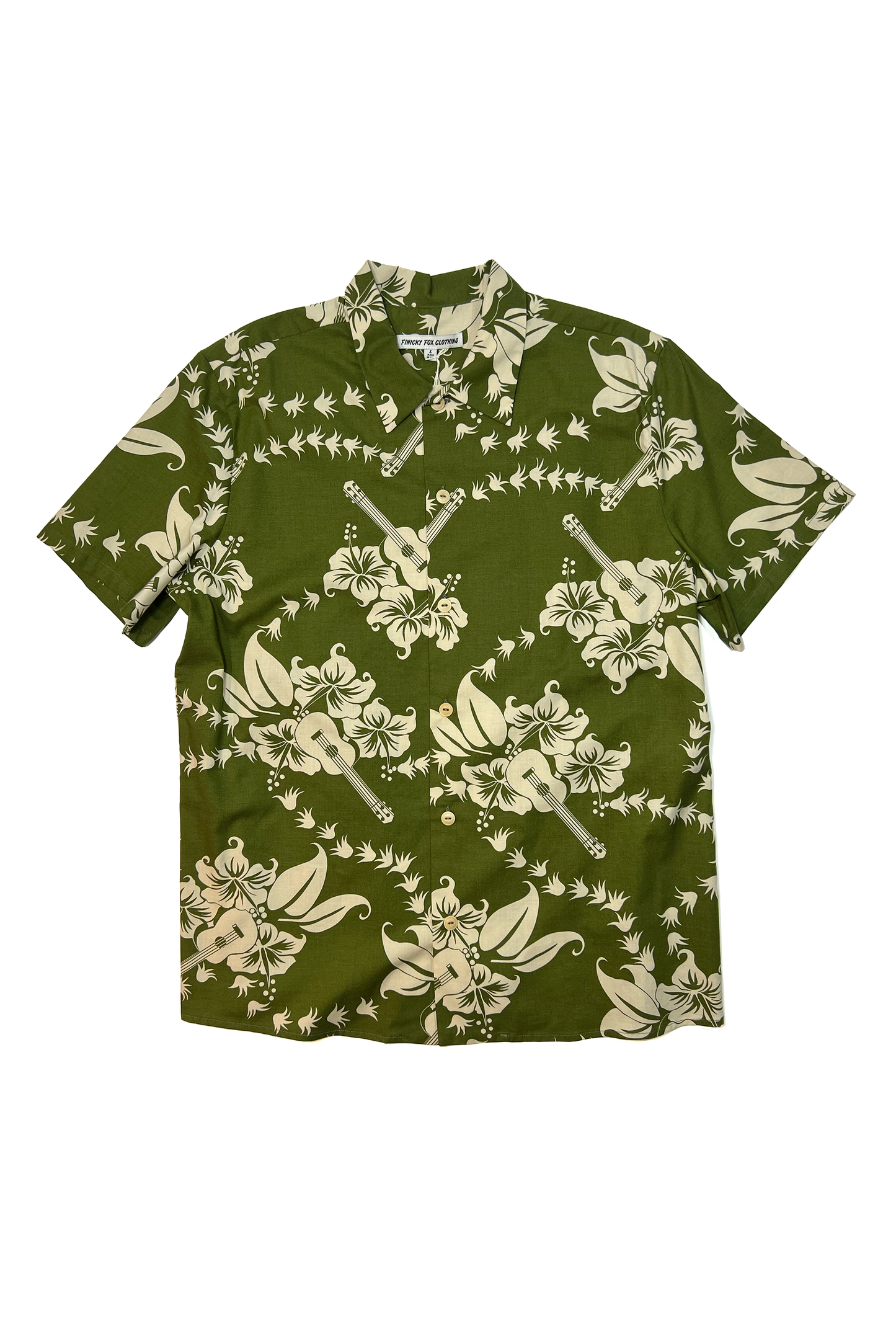 Dale Camp Collar Shirt- Green Guitar Flower *LIMITED PIECES*