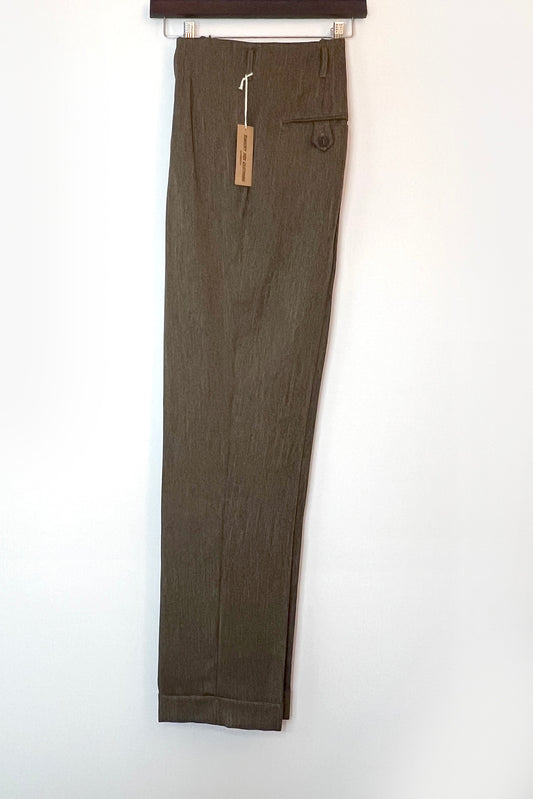 Eddie Men's High Waisted Hollywood Pant- Brown Herringbone 32" Inseam