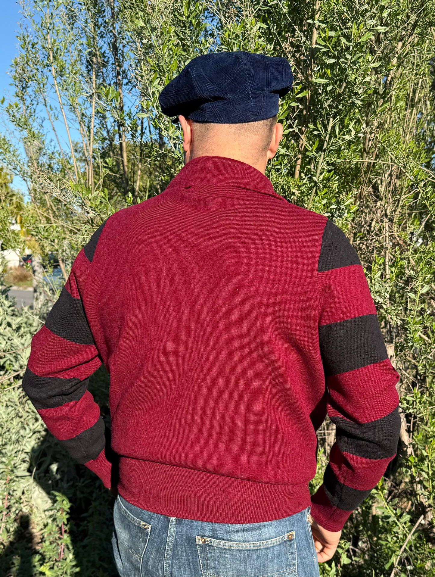 Johnny Moto Full Fashioned Motorcycle Sweater- Burgundy / Black