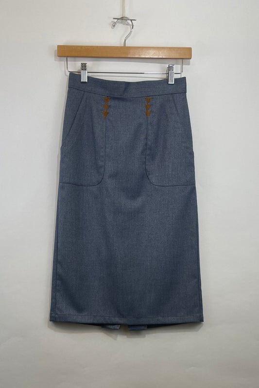 Connie Western Denim Skirt- Medium Blue