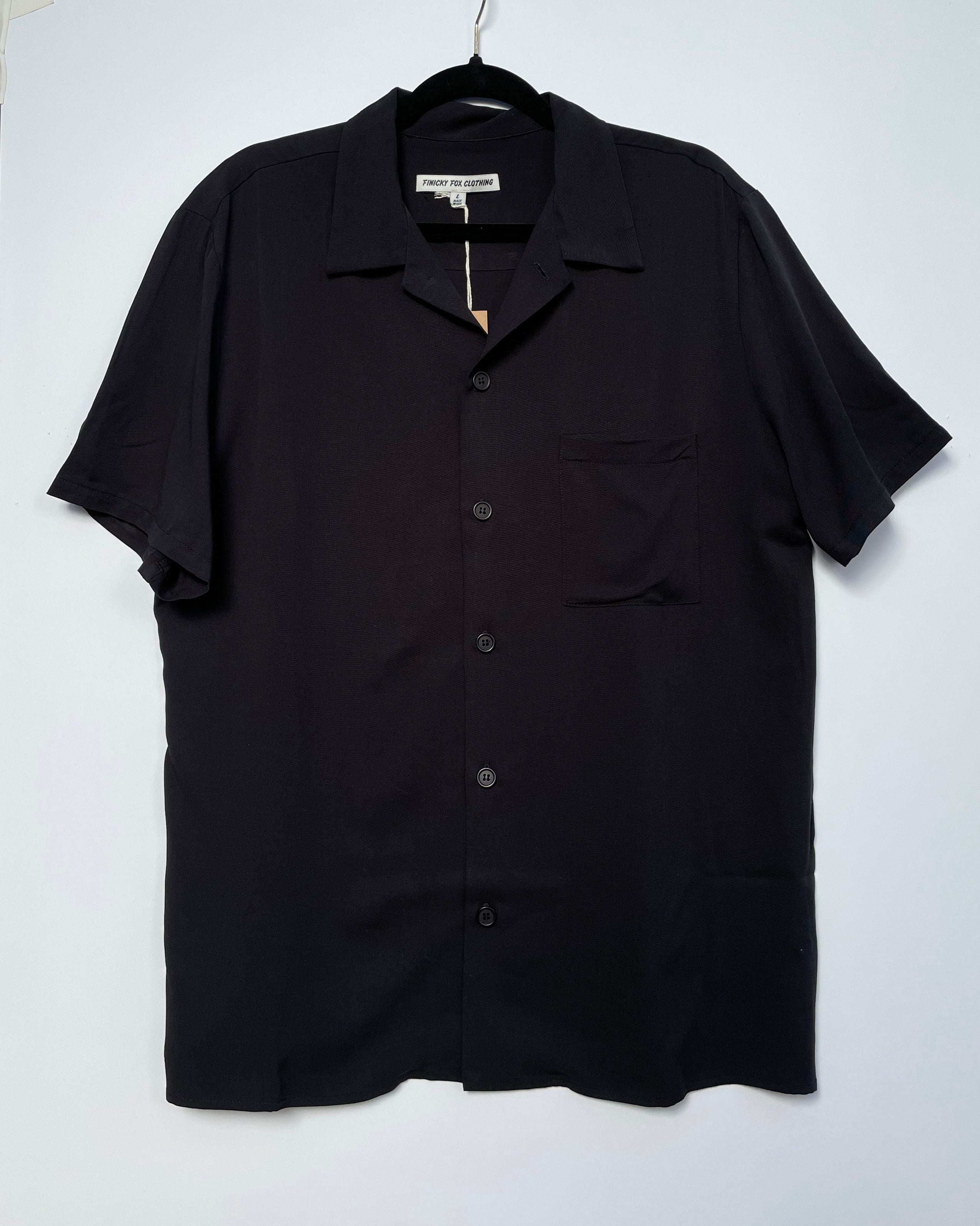 Dale Camp Collar Shirt- Jet Black – finickyfoxclothing