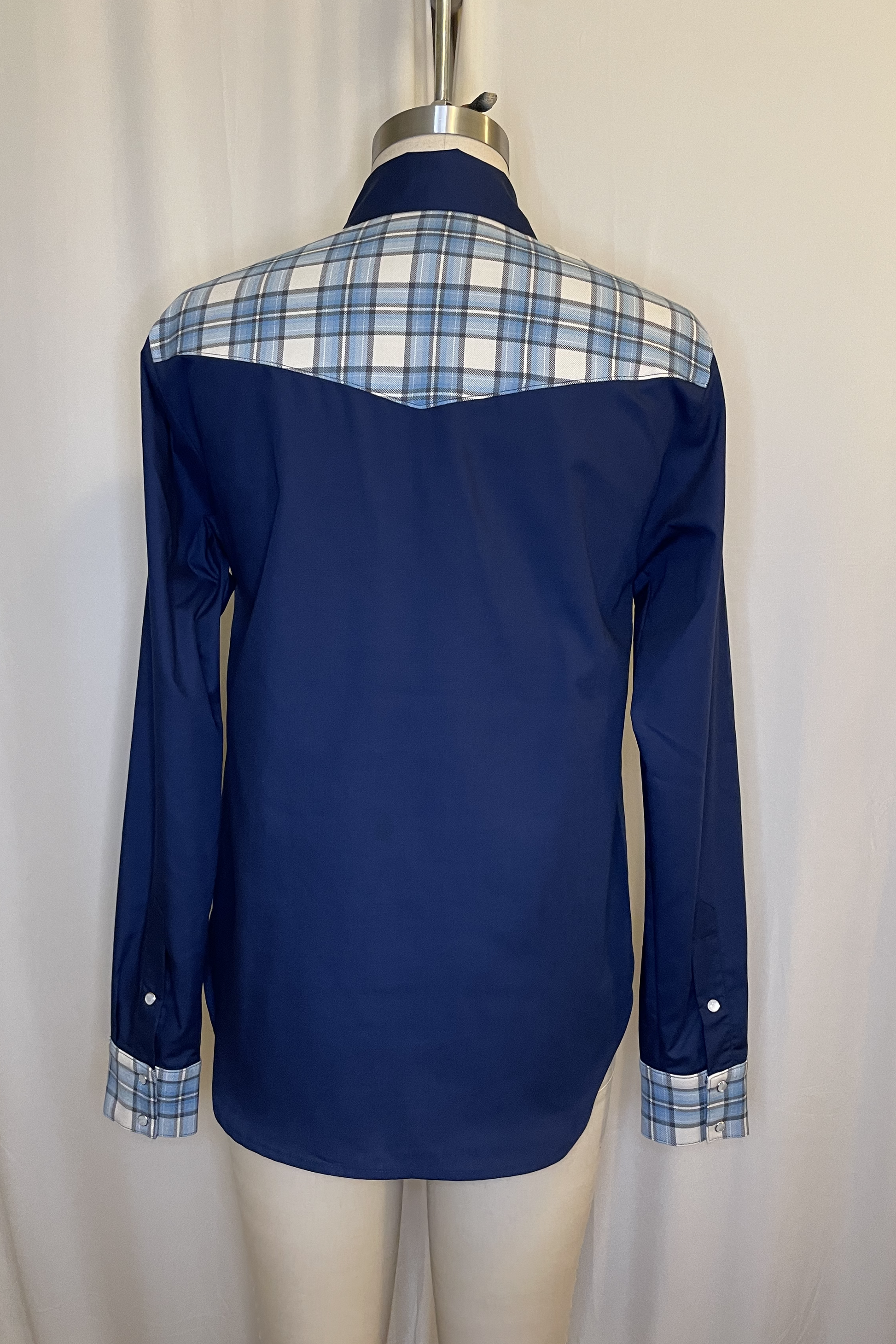 WOMENS BLUE PLAID BACK